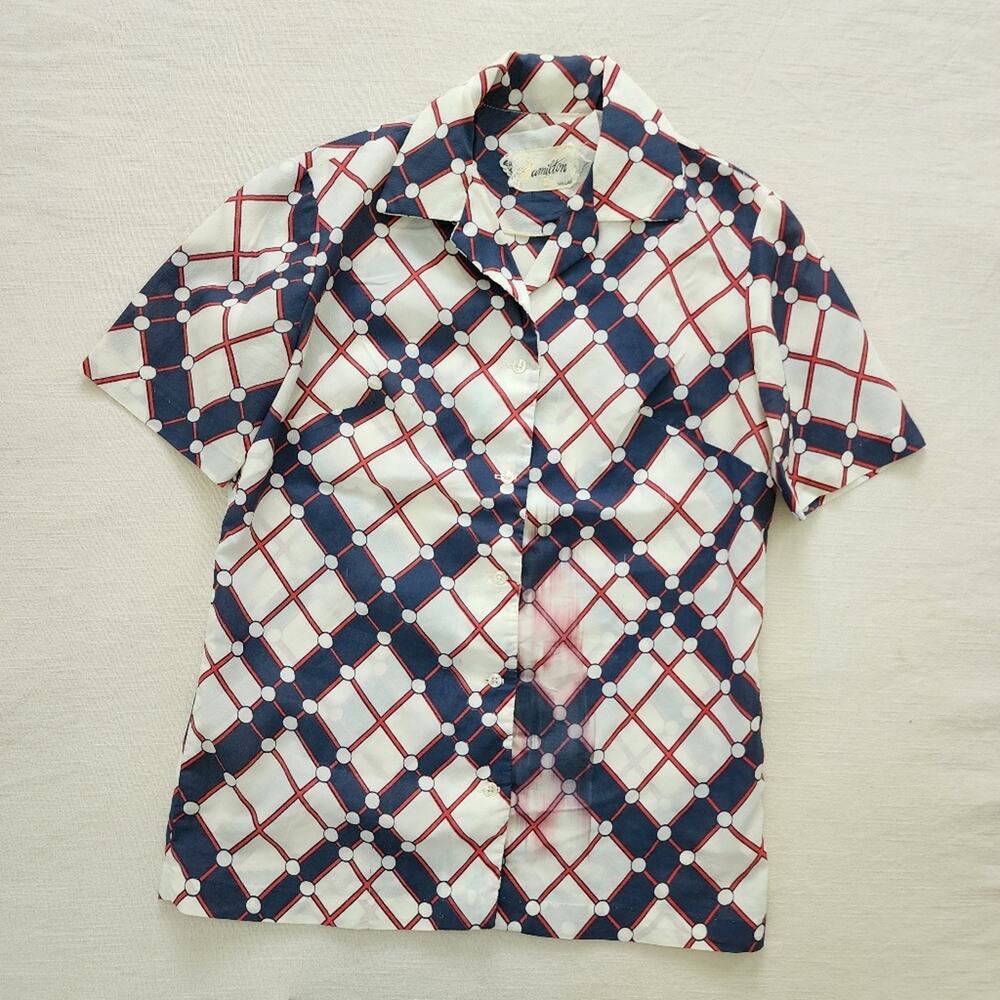 Vintage pattern 60s womens shirt medium